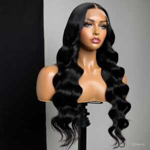 24 inch deep wave glam wig with a 5*5 closure 100% human hair